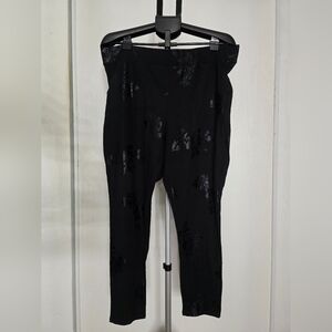 Torrid Black Pants with Subtle Floral Design